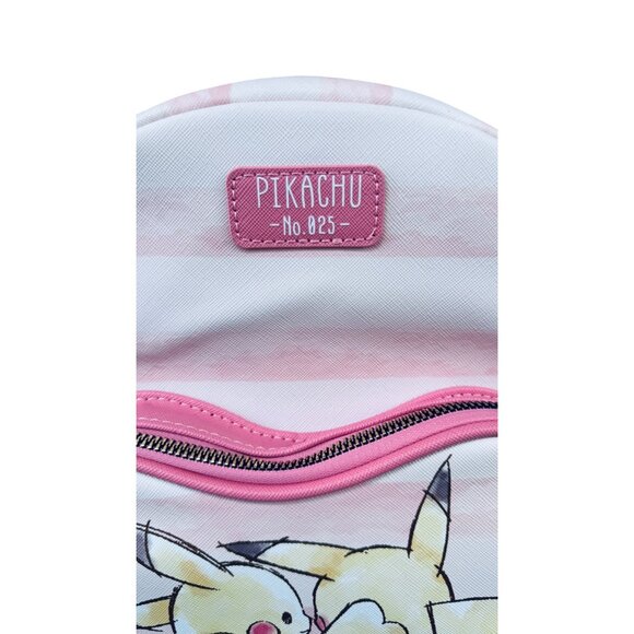 Pikachu No. 025 Pink & White Striped Heart-Shaped Zipper Backpack - Picture 3 of 12